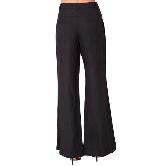 Hale Bob Los Angeles Wide Leg Linen Trousers Womens Size S Black Career Pants - Picture 2 of 13